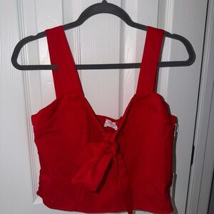 Red Sleeveless Bow Tie Top